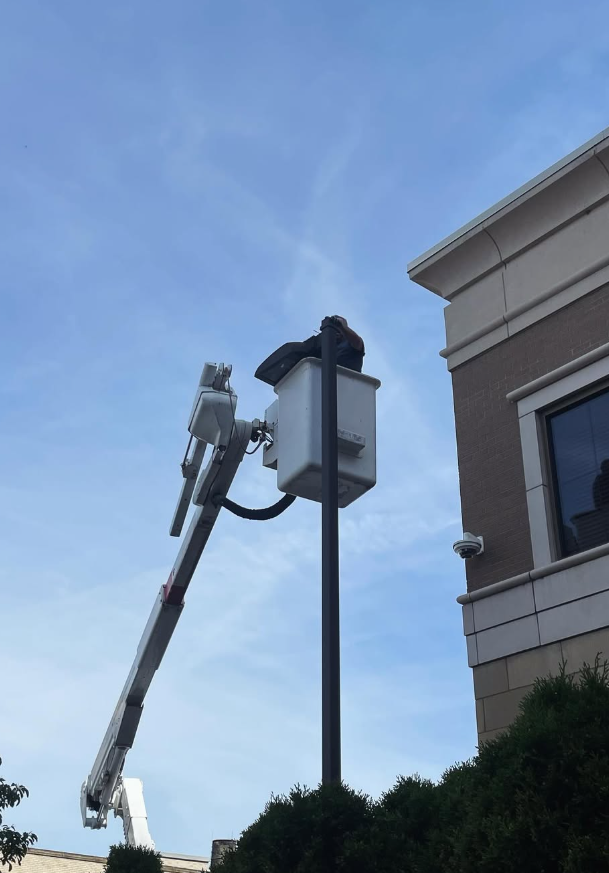 Commercial parking lot lighting installation